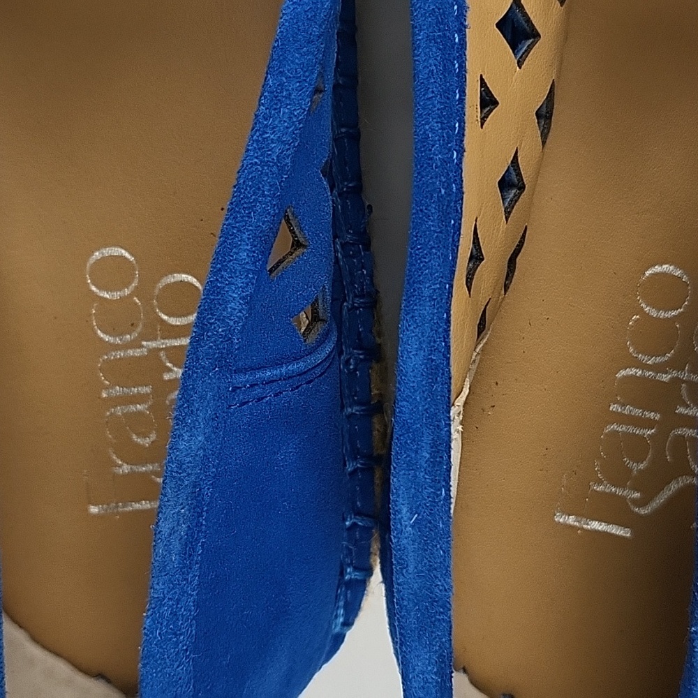 Franco Sarto Blue Suede Laser-Cut Espadrille Flats - Picture 14 of 16